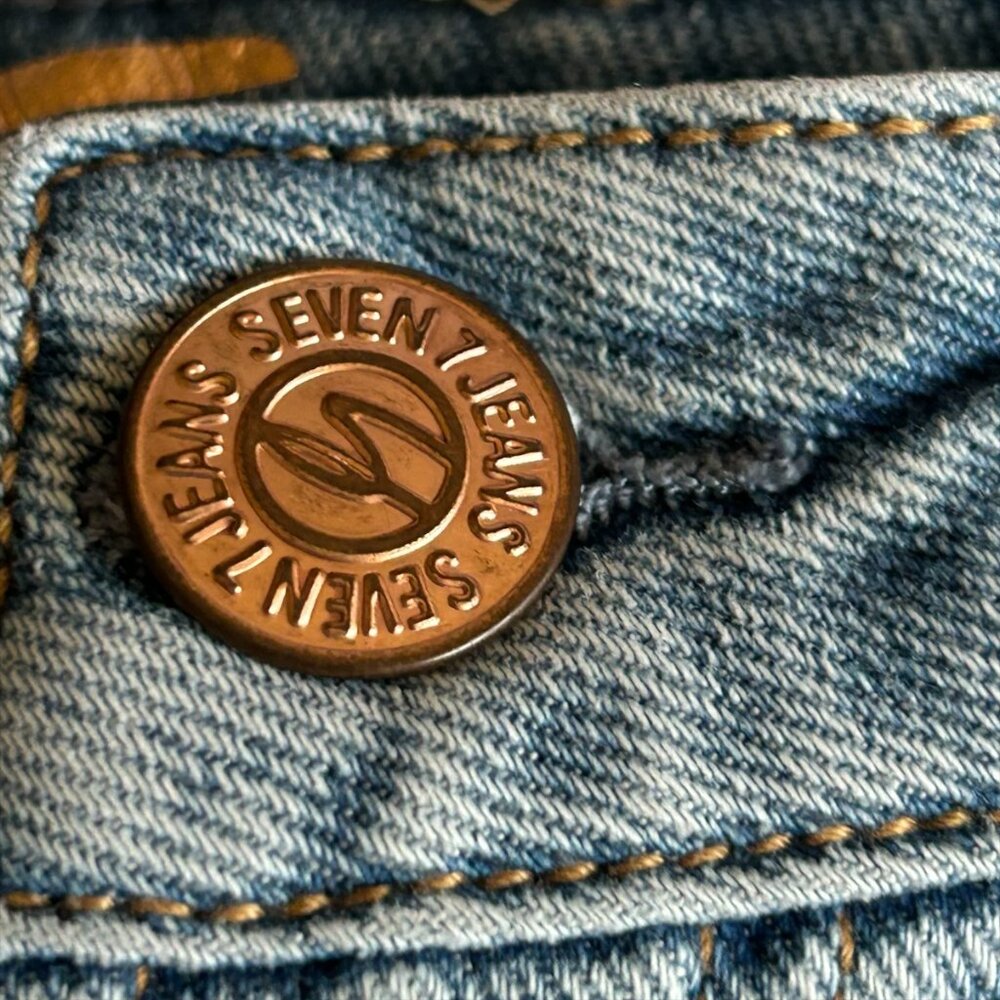 Seven7 Jeans Size 8 Light Wash Distressed Mid Rise Stretch Denim - Picture 7 of 13
